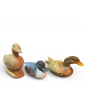 Vintage Hand Carved Wooden Mini Bird Decoy Lot Pintail Mallard Lot Of 3 Signed